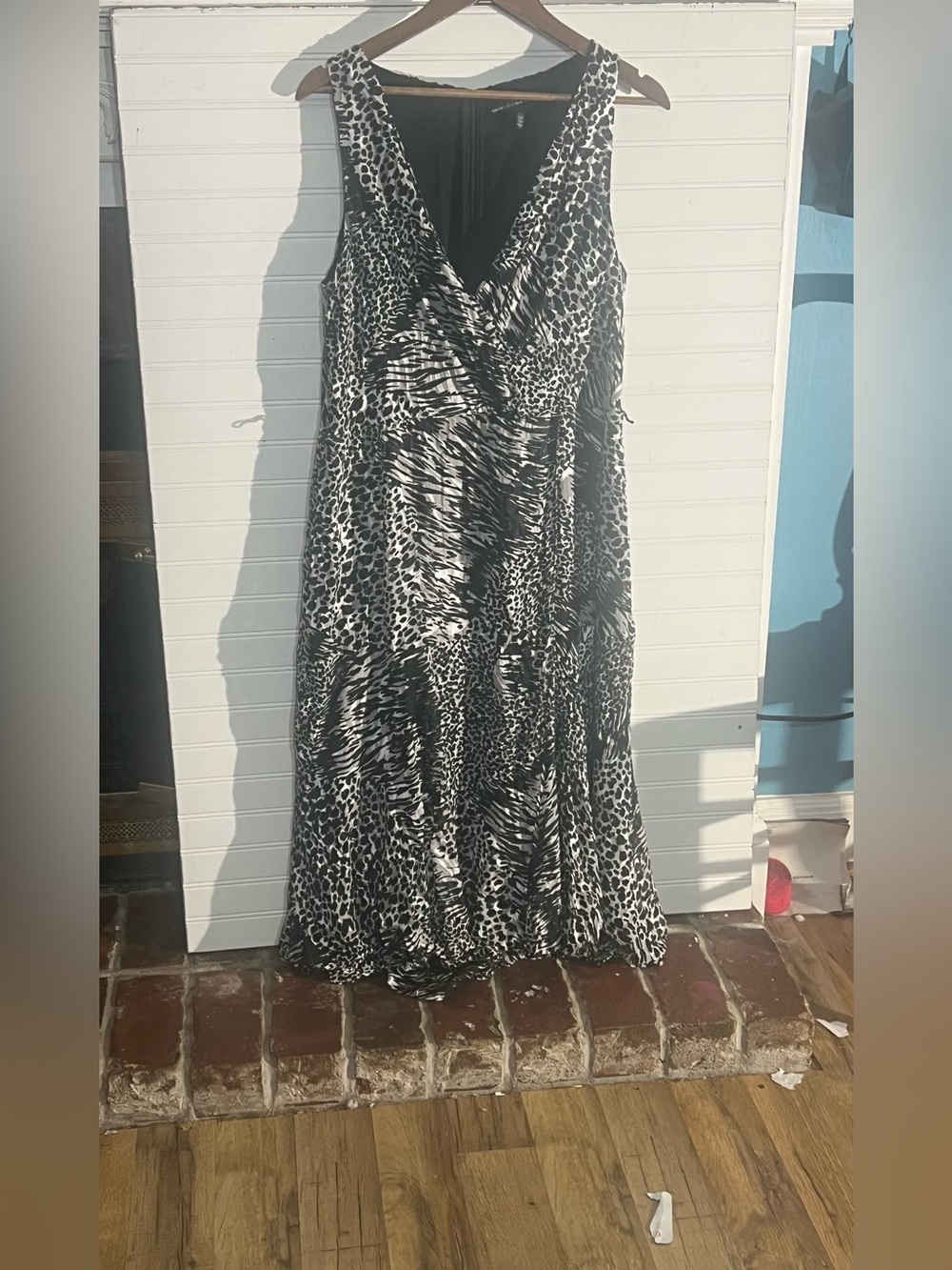 White House Black Market Black/White Animal Print Midi Dress Witch Vibes Baddie